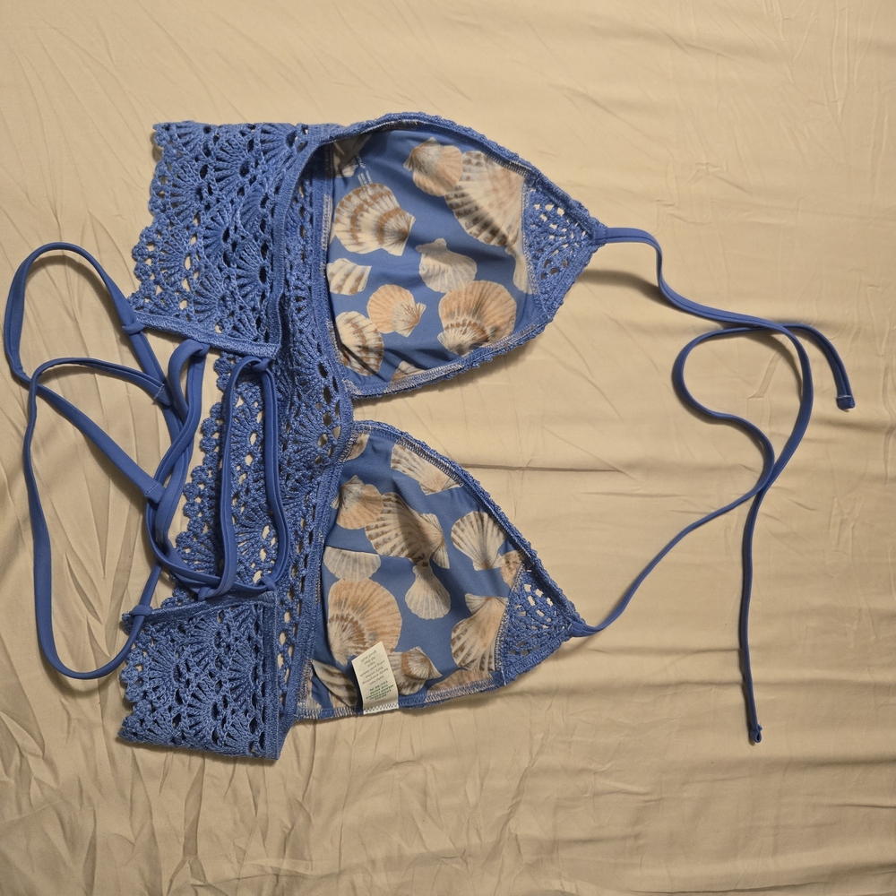 Aerie Blue Crochet Bikini Top - Picture 2 of 3
